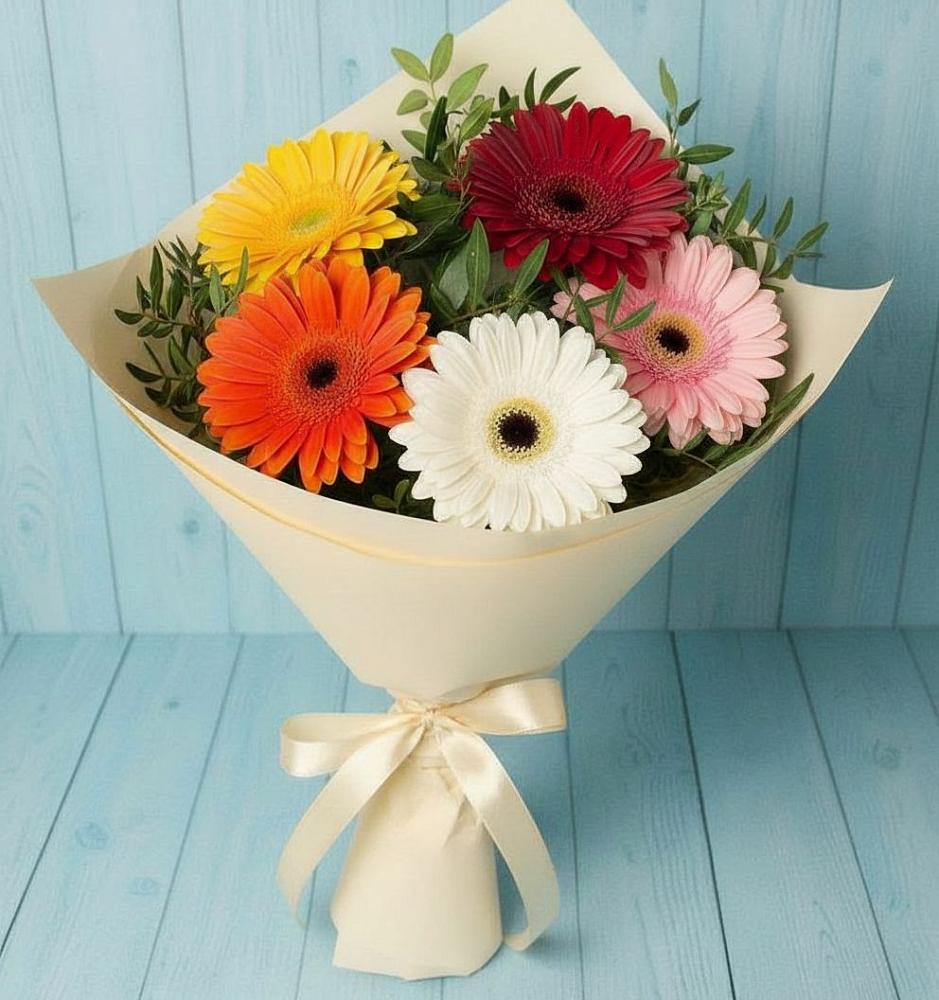 Букет цветов из: Герберы в Манжерок