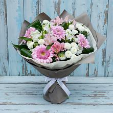 Букет цветов из:  Герберы, Альстромерии и Хризантемы в Манжерок