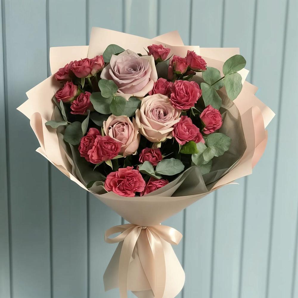 Букет цветов из: Гвоздики и Розы в Манжерок