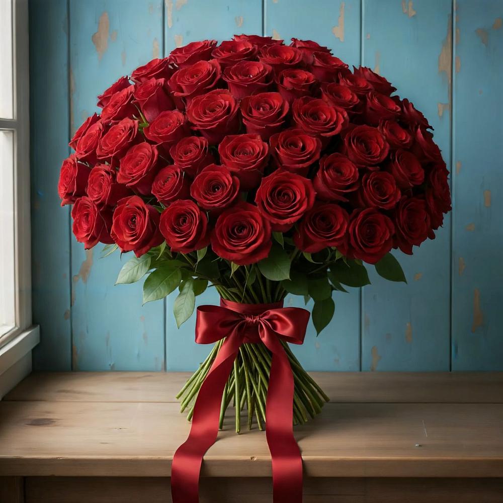 Букет Красные розы Блэк Меджик в Манжерок