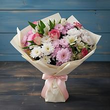 Букет цветов из:  Хризантемы, Альстромерии и Розы в Манжерок