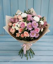 Букет цветов из:  Хризантемы, Розы и Альстромерии в Манжерок