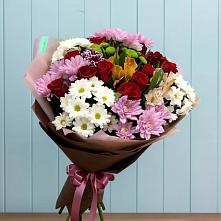 Букет цветов из:  Розы, Хризантемы и Альстромерии в Манжерок