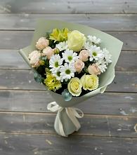 Букет цветов из:  Альстромерии, Розы и Хризантемы в Манжерок
