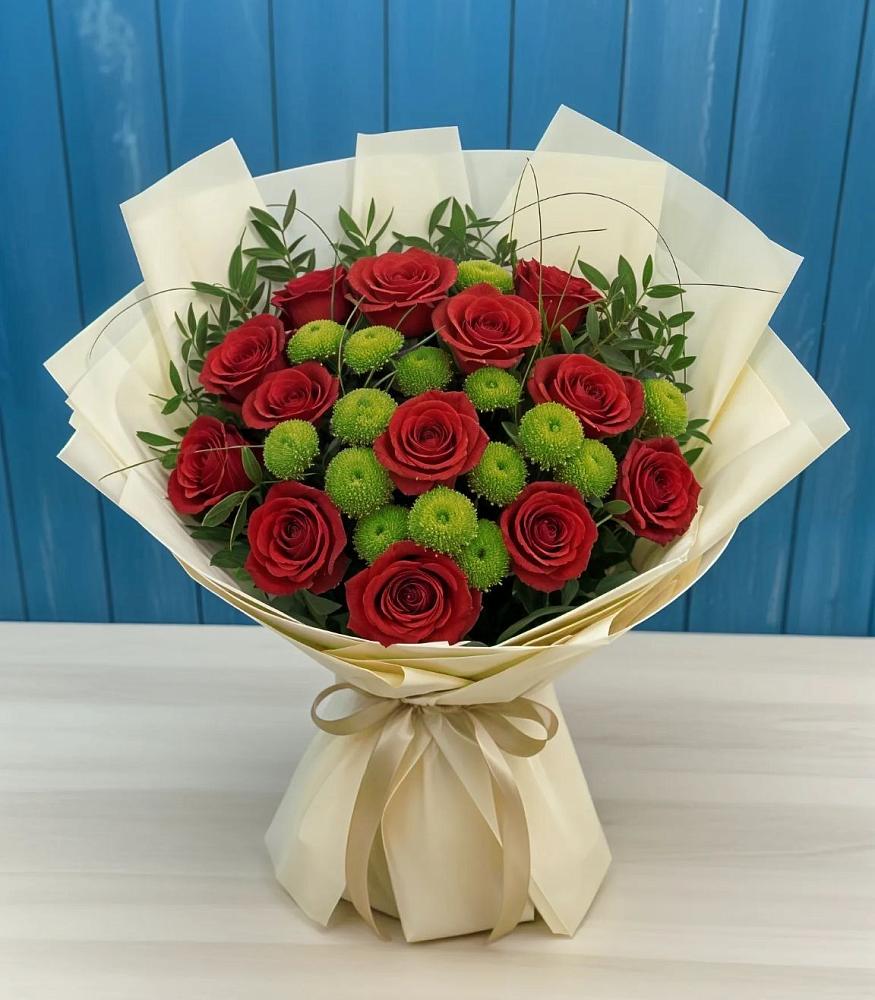 Букет цветов из: Розы и Хризантемы в Манжерок